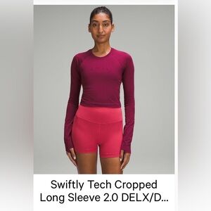 Lululemon swiftly tech cropped long sleeve Deep Luxe size 6